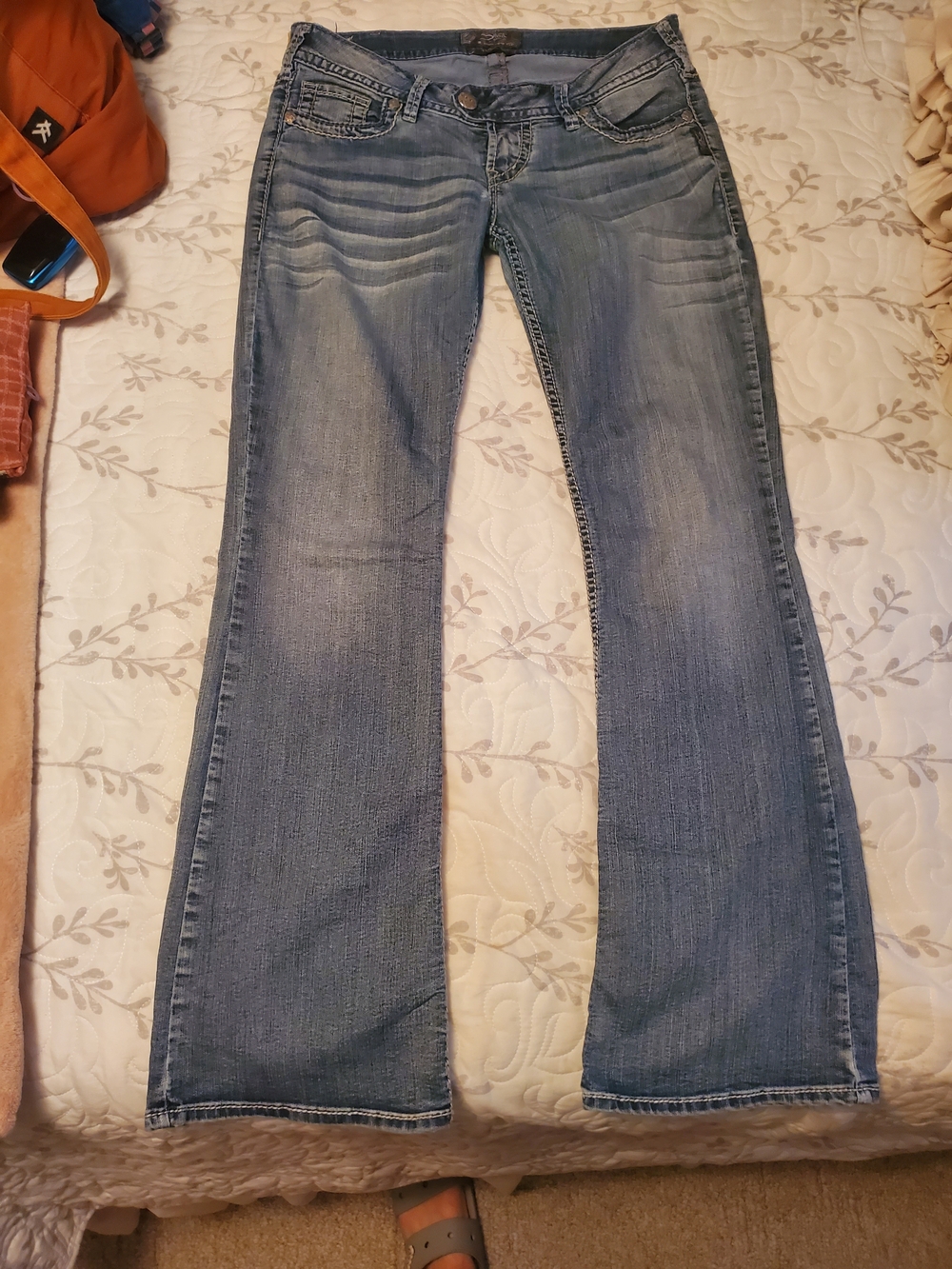 Vintage Silver Jeans Faded Low Rise Blue Flare Leg Denim